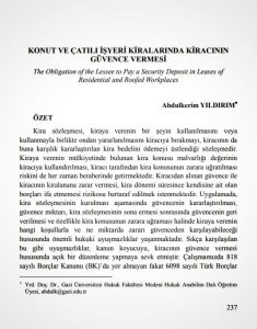 Konut ve Çatılı İşyeri Kiralarında Kiracının Güvence Vermesi